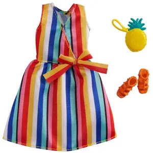 Barbie'nin Kıyafet Koleksiyonu Rengarenk Çizgili Elbise GRB98