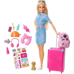 Barbie Seyahatte Bebeği ve Aksesuarları FWV25