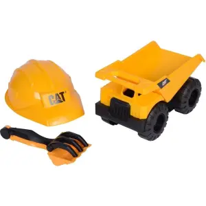 Cat İnşaat Ekibi Damperli Kamyon ve Baret Oyun Seti