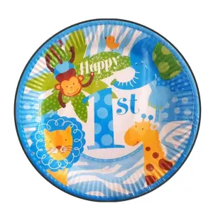 Neşeli Hayvanlar 1 Yaş Mavi 8'li Karton Tabak