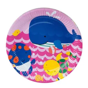 Neşeli Balıklar Pembe 8'li Karton Tabak