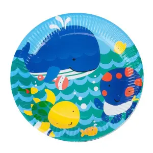 Neşeli Balıklar Mavi 8'li Karton Tabak