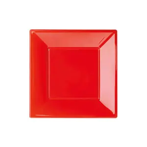 Roll-Up Kırmızı Büyük 8'li Kare Plastik Tabak