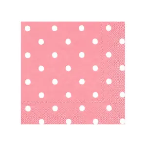 Roll-Up Pembe Peçete 20'li Beyaz Puantiyeli