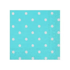 Roll-Up Turkuaz Peçete 20'li Beyaz Puantiyeli