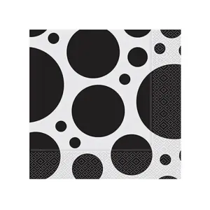 Roll-Up Beyaz Peçete 20'li Büyük Siyah Puantiyeli