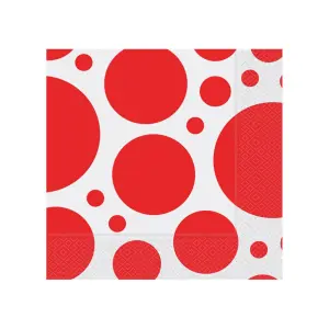Roll-Up Beyaz Peçete 20'li Büyük Kırmızı Puantiyeli