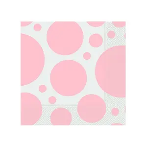 Roll-Up Beyaz Peçete 20'li Büyük Pembe Puantiyeli