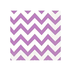 Roll-Up Beyaz Peçete 20'li Mor Küçük Zigzaglı