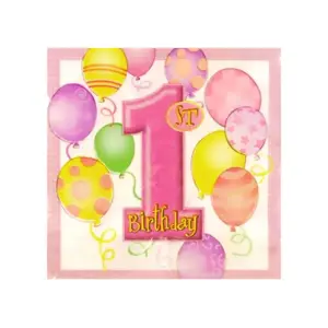 1 Yaş Pembe 20'li Balonlu Peçete