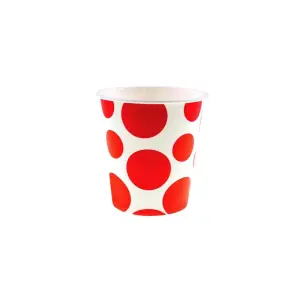 Kırmızı Puantiyeli 8'li Karton Bardak