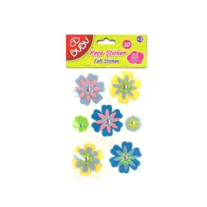 Bubu 3D Mavili Çiçekler Keçe Sticker