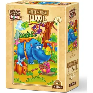 Art Kids Çalışkan Gergedan 16 Parça Ahşap Puzzle 5856