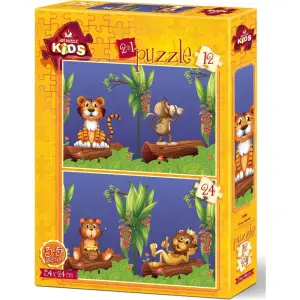 Art Kids Puzzle Orman Dostları 2 İn 1 12+24 Parça 4488