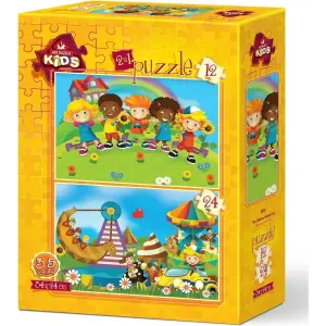 Art Kids Puzzle Eğlenen Çocuklar 2 İn 1 12+24 Parça 5551