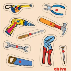 Chiva Tutmalı Eğitici Ahşap Tamir Aletleri Puzzle