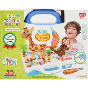 Pilli Matkap ve 3D Orman Hayvanları Çantalı Set 340 Parça