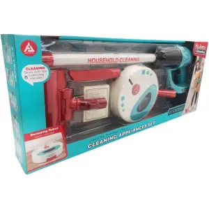 Oyuncak Robot Süpürge ve Kablosuz Dikey Süpürge Seti