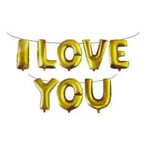I Love You Harf Folyo Balon Altın - Gümüş Rengi